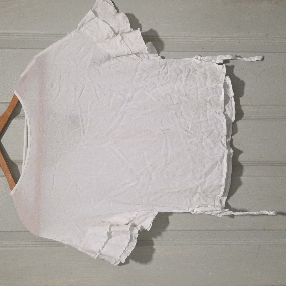 Express Rayon white layered Fluttered sleeves side ties low back w/strap
